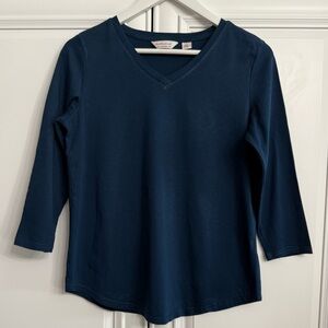 Weatherproof Vintage Women’s Size Small Navy V-Neck 3/4 Sleeve T-Shirt Top
